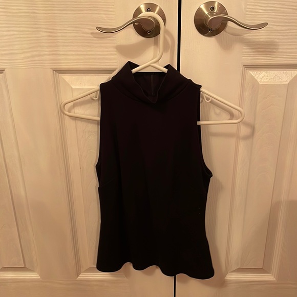Womens black sleeveless formal top with collar. - Picture 1 of 2